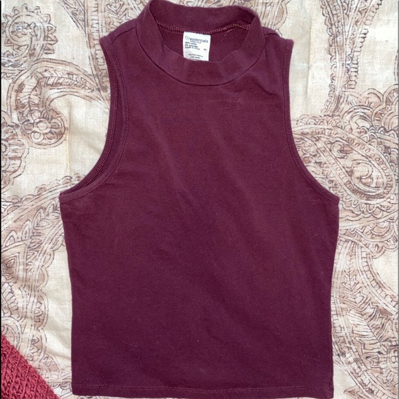 Tilly's Tops - High Neck Crop Maroon Tank | Tilly’s